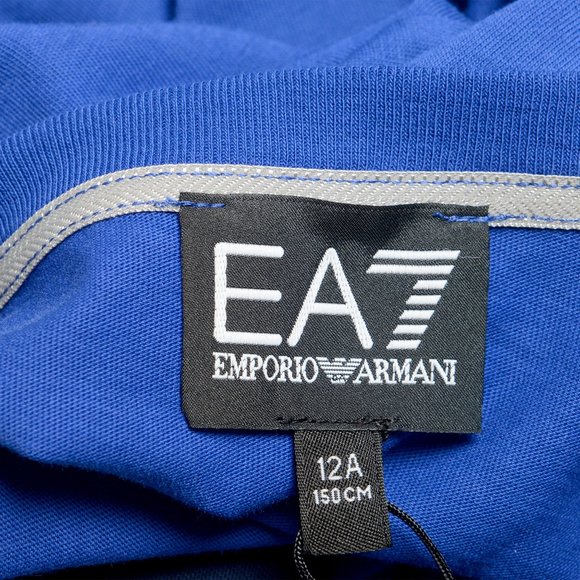 Emporio Armani EA7 Boys Bright Blue Short Sleeve Logo Print Crewneck T-Shirt - Picture 5 of 7